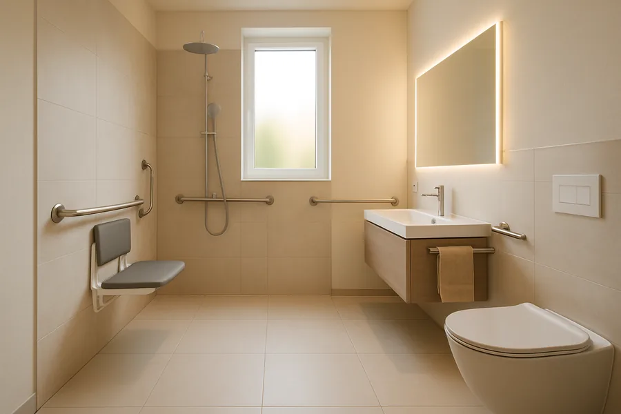 Barrierefreies Bad mit bodengleicher Dusche – Fliesen Dimov Erlangen